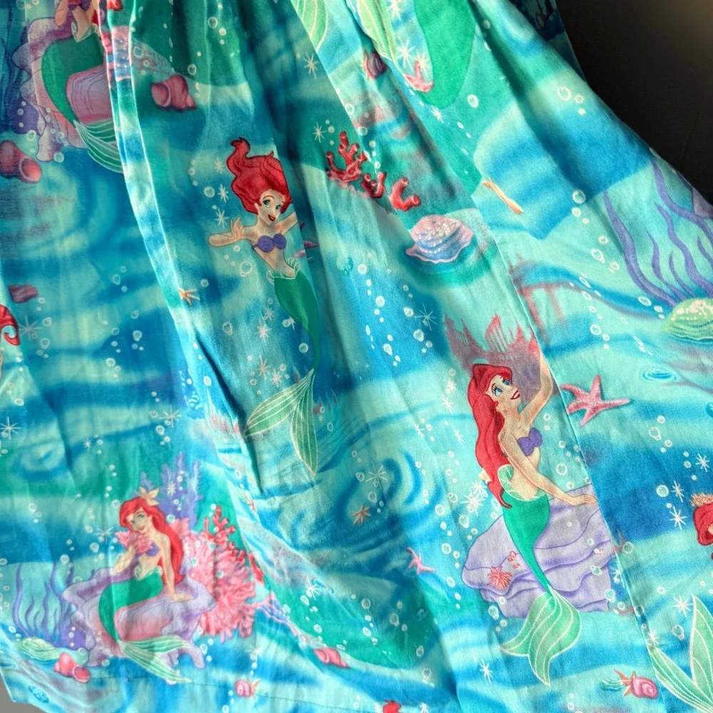 Handmade Girls Embroidered Little Mermaid Ariel Sundress, Purple Turquoise, 8/10